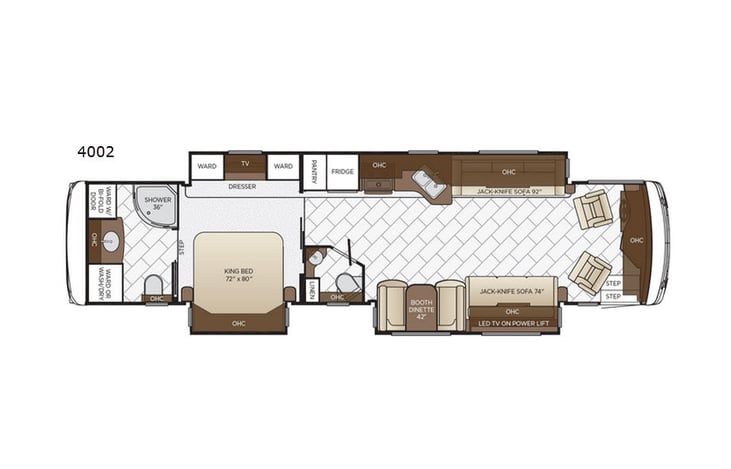 Representative floor plan provided by a trusted RVshare partner.