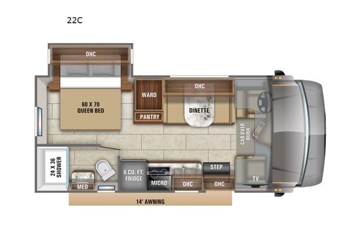 Representative floor plan provided by a trusted RVshare partner.