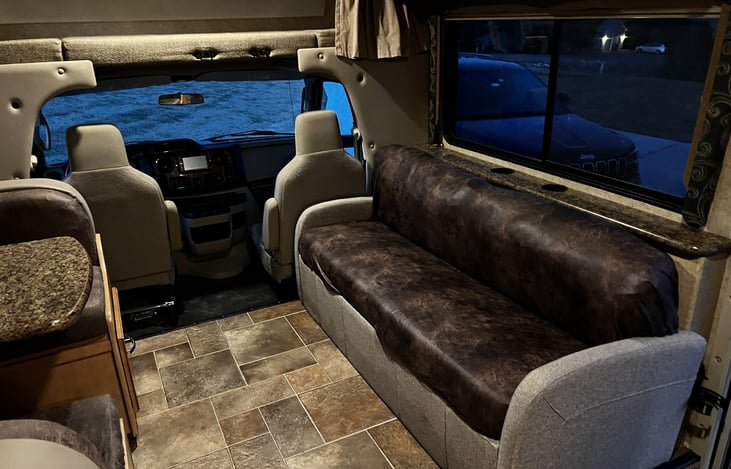 Sofa converts to a bed.