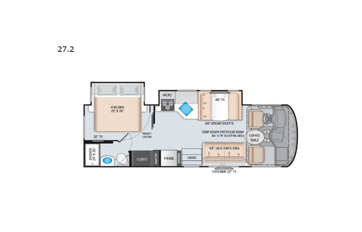 Representative floor plan provided by a trusted RVshare partner.