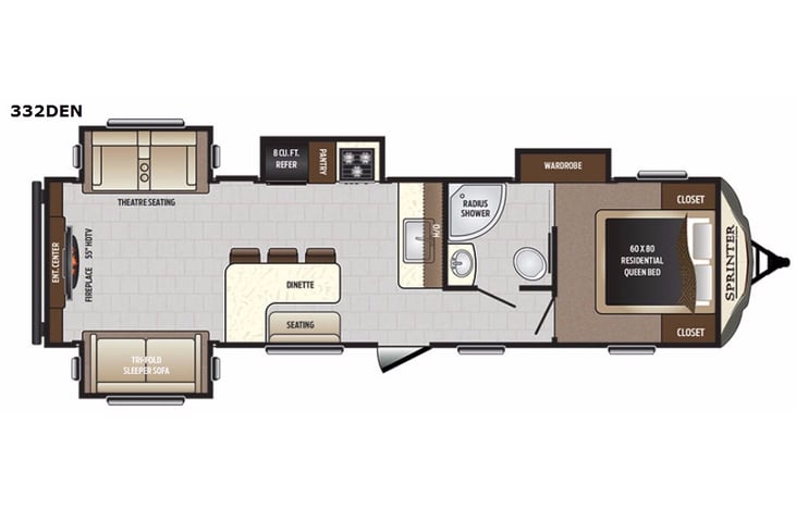Representative floor plan provided by a trusted RVshare partner.
