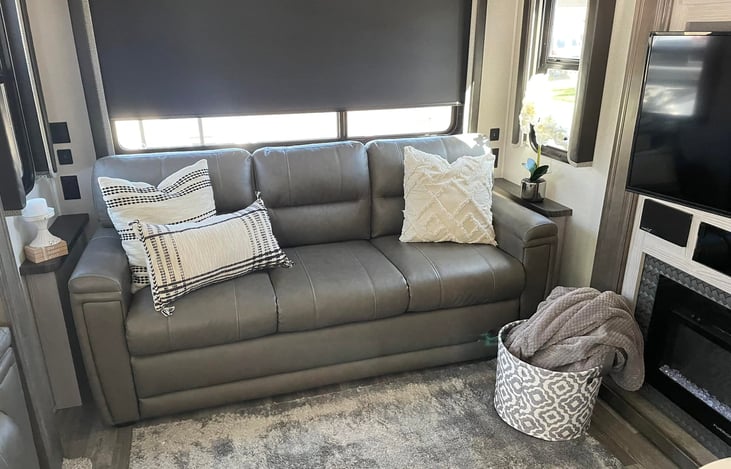 Folds out to accommodate the kids...