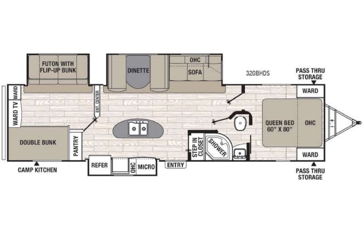 Representative floor plan provided by a trusted RVshare partner.