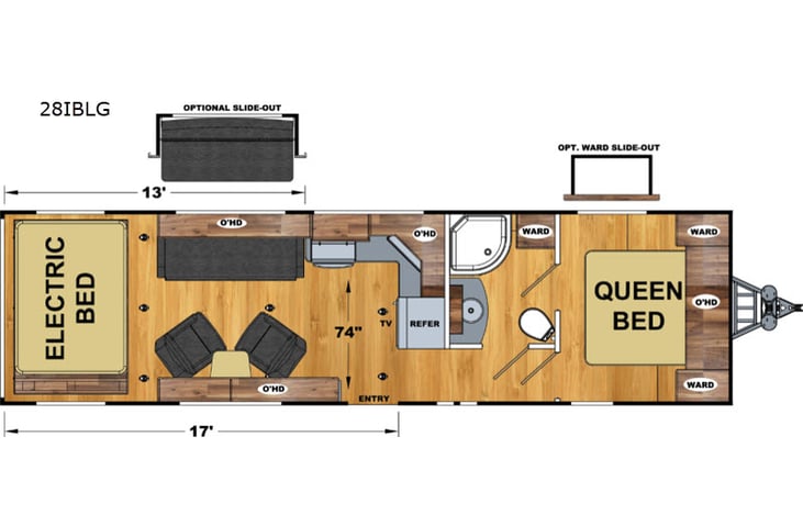 Representative floor plan provided by a trusted RVshare partner.