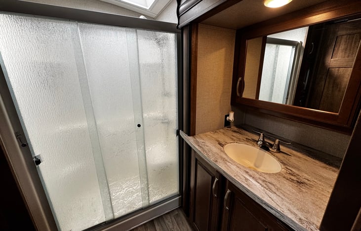 Cabinets and storage for personal belongings.