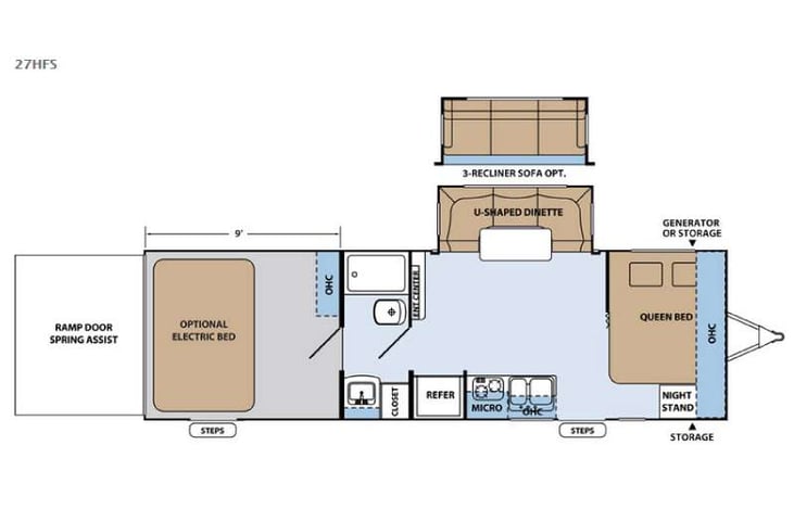 Representative floor plan provided by a trusted RVshare partner.