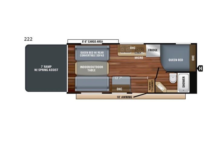 Representative floor plan provided by a trusted RVshare partner.