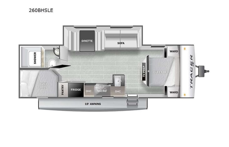 Representative floor plan provided by a trusted RVshare partner.