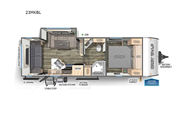 Representative floor plan provided by a trusted RVshare partner.