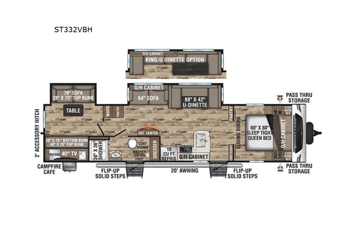 Representative floor plan provided by a trusted RVshare partner.
