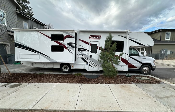 Tons of outside storage compartments.  Electric awning and outside tv for tailgating or enjoying some downtime outside.