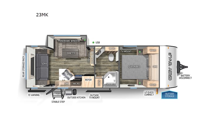 Representative floor plan provided by a trusted RVshare partner.