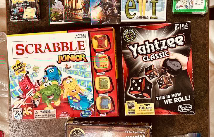 Assortment of Games and DVDs to use during down time.