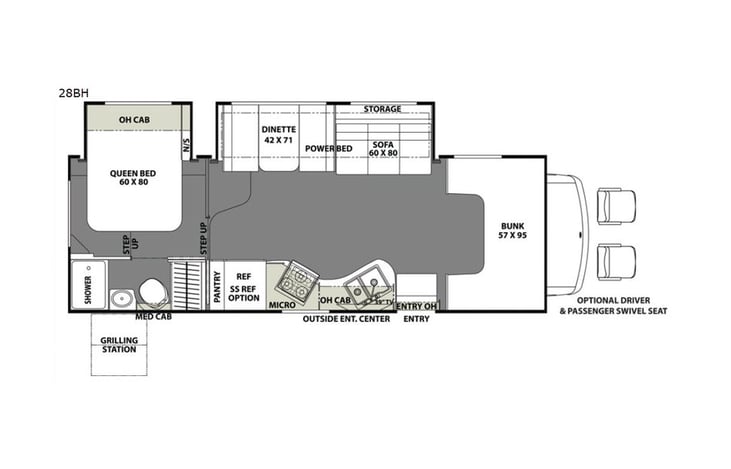 Representative floor plan provided by a trusted RVshare partner.