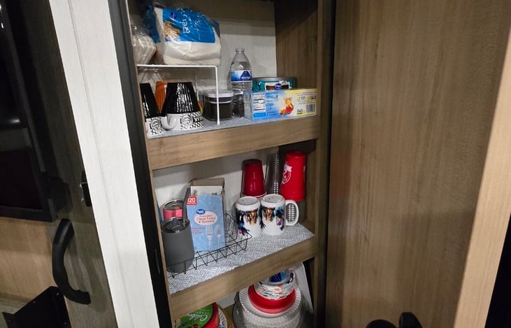 Plates, cups, plastic utensils, coffee and tea provided