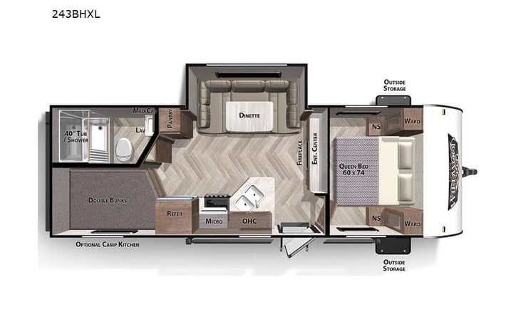 Representative floor plan provided by a trusted RVshare partner.
