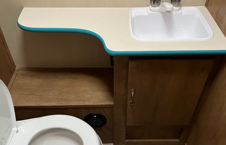 Bathroom is a rare "Dry Bath," where the toilet/ sink bathroom area is completely separate from the shower  bathroom area. Allows for convenience and privacy. Plus, Plus!