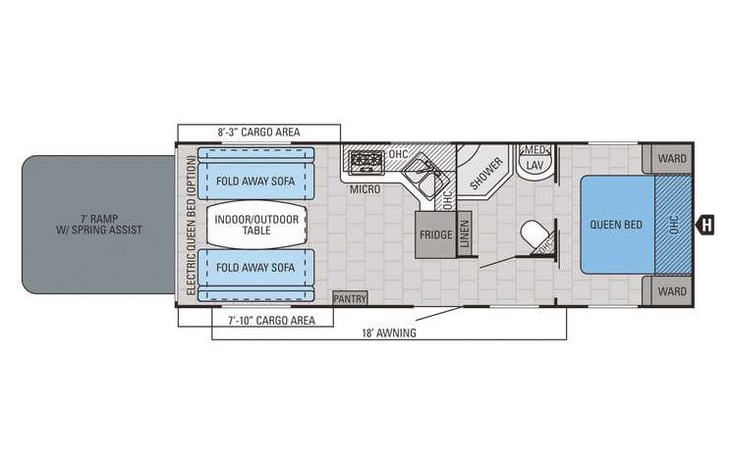 Representative floor plan provided by a trusted RVshare partner.