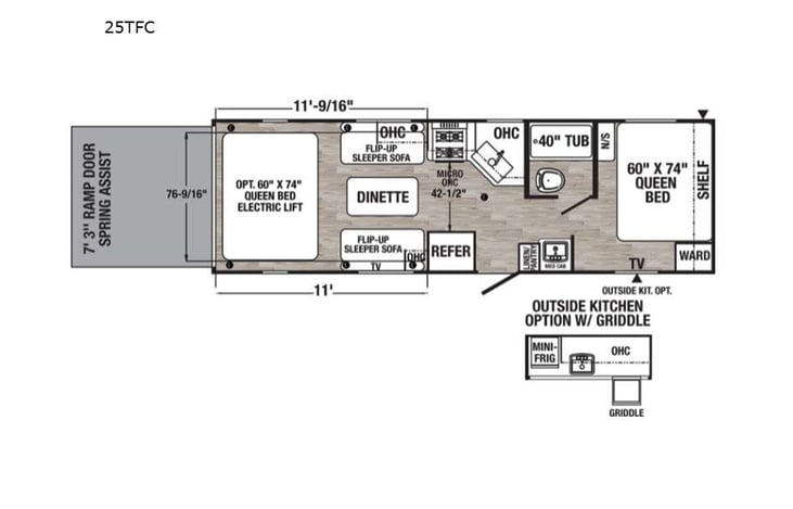 Representative floor plan provided by a trusted RVshare partner.