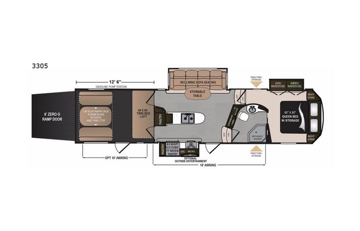 Representative floor plan provided by a trusted RVshare partner.