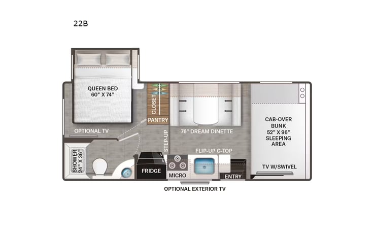 Representative floor plan provided by a trusted RVshare partner.
