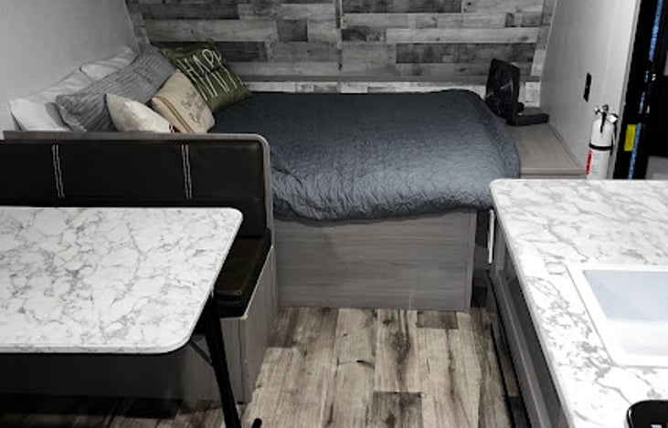 Dinette table can be moved outdoors for table during outdoor activities. examples, Cooking, outdoor games, and hanging out enjoying the fresh air!