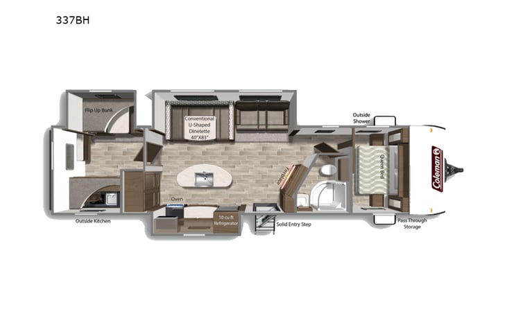 Representative floor plan provided by a trusted RVshare partner.