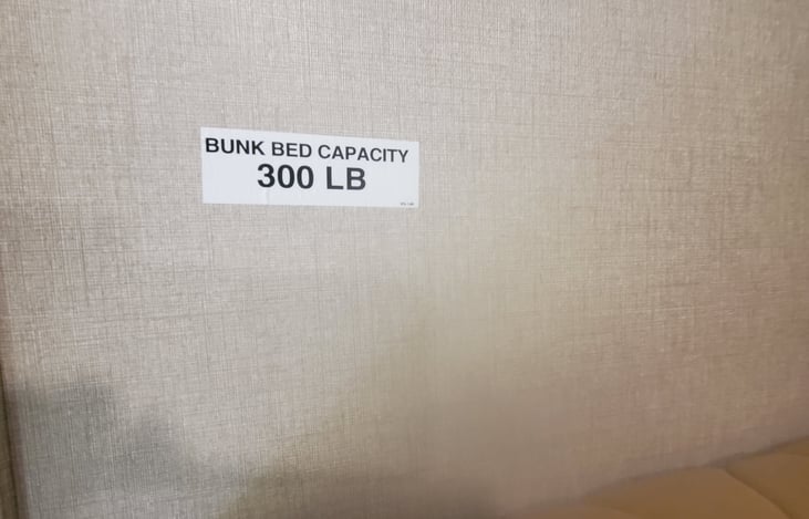 300 lb limit for top bunk