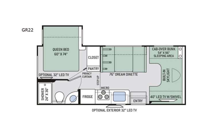 Representative floor plan provided by a trusted RVshare partner.