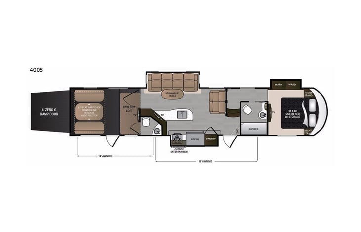 Representative floor plan provided by a trusted RVshare partner.