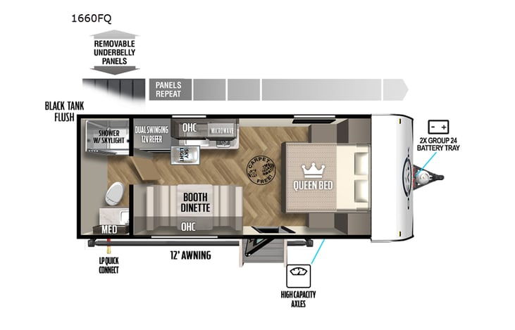 Representative floor plan provided by a trusted RVshare partner.