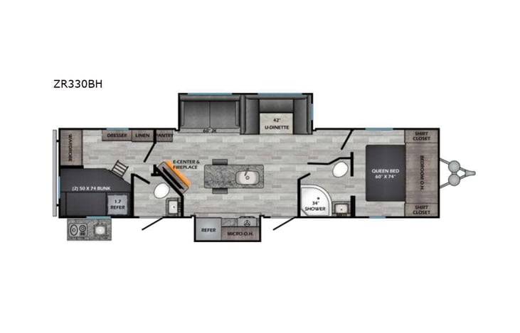 Representative floor plan provided by a trusted RVshare partner.