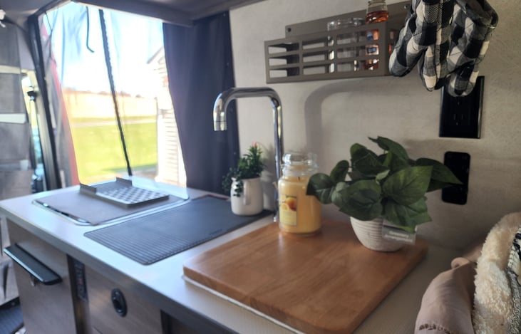 Two burner cooktop and sink