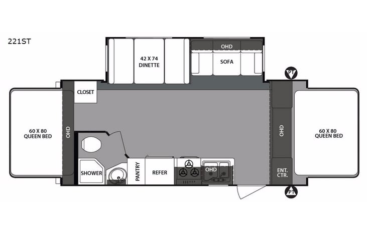 Representative floor plan provided by a trusted RVshare partner.