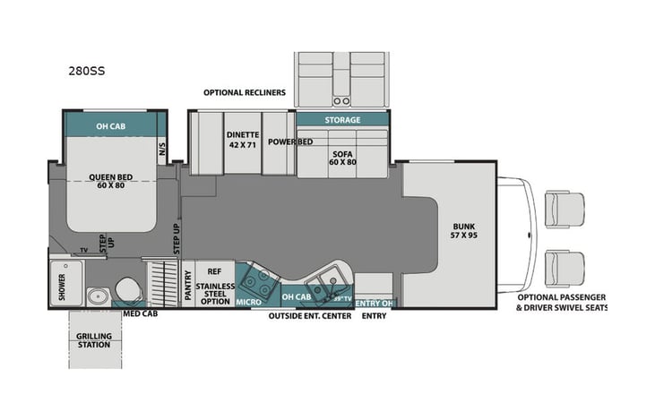 Representative floor plan provided by a trusted RVshare partner.