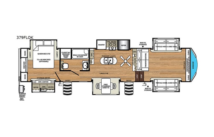 Representative floor plan provided by a trusted RVshare partner.