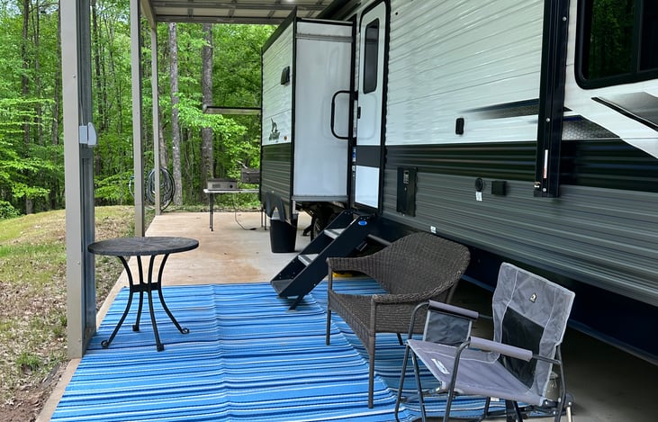 seating provided on front porch area if you stay on our property