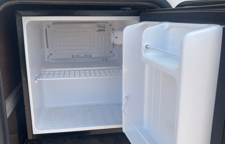 Outside fridge interior.