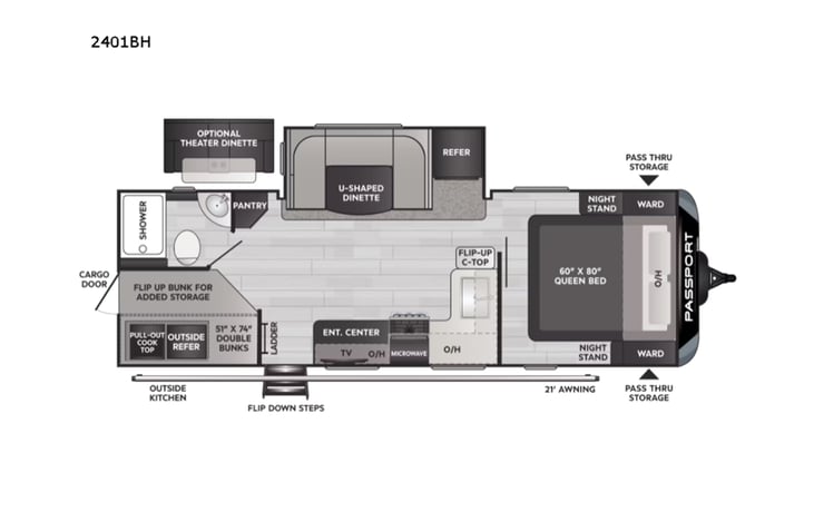 Representative floor plan provided by a trusted RVshare partner.
