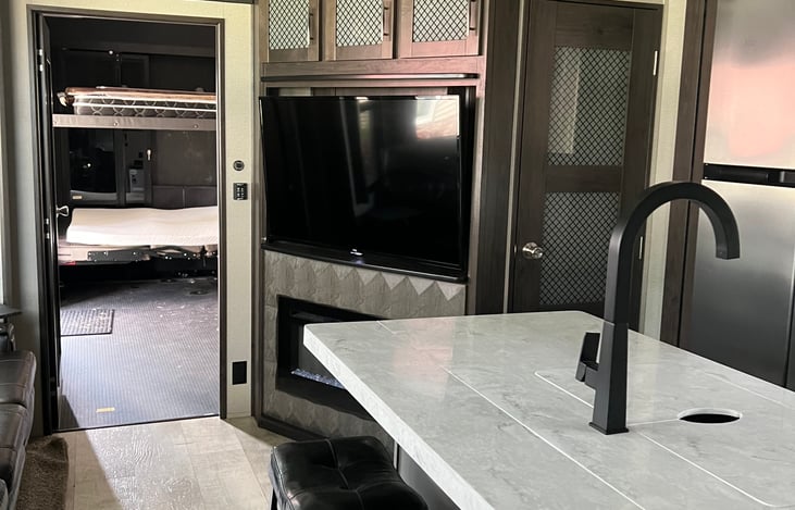 Living room and kitchen area