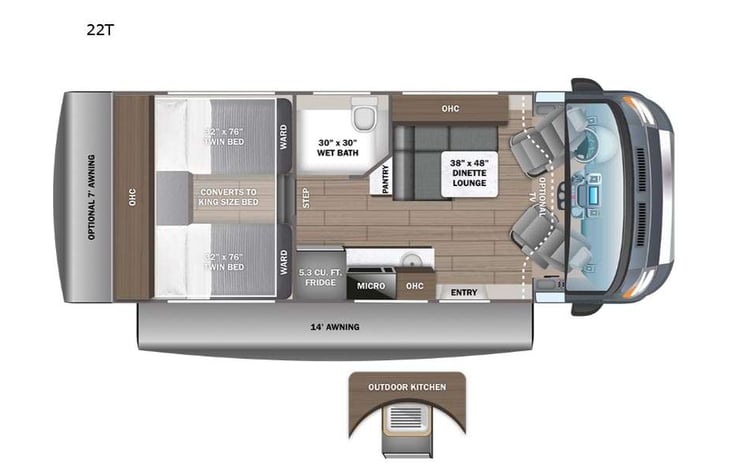 Representative floor plan provided by a trusted RVshare partner.