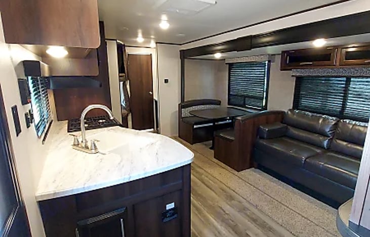 Kitchen and living area from entry way.