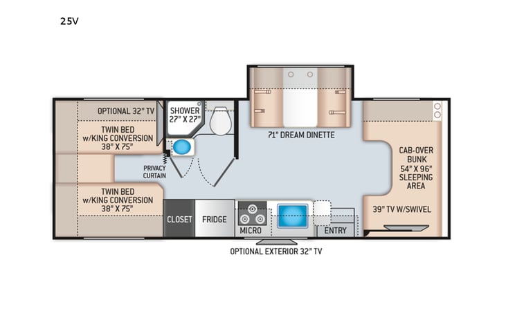 Representative floor plan provided by a trusted RVshare partner.