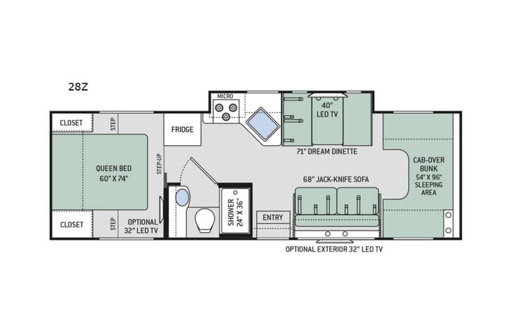 Representative floor plan provided by a trusted RVshare partner.