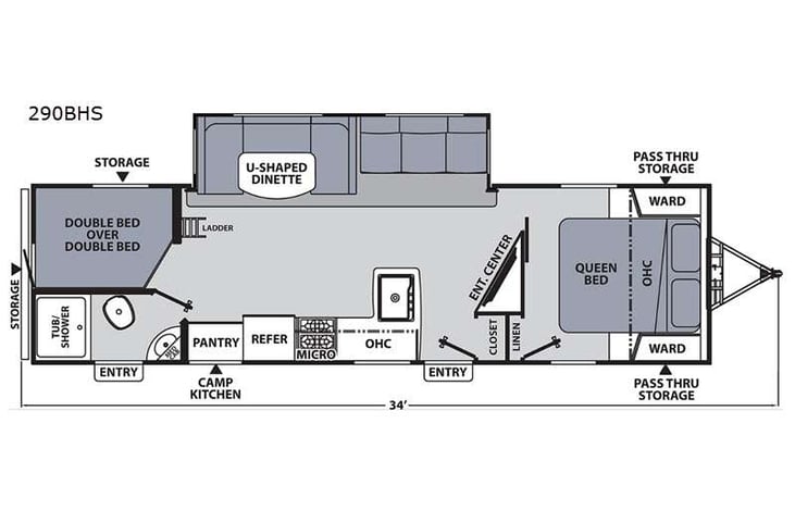 Representative floor plan provided by a trusted RVshare partner.