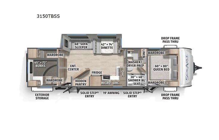 Representative floor plan provided by a trusted RVshare partner.