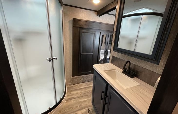 Bathroom with very large shower