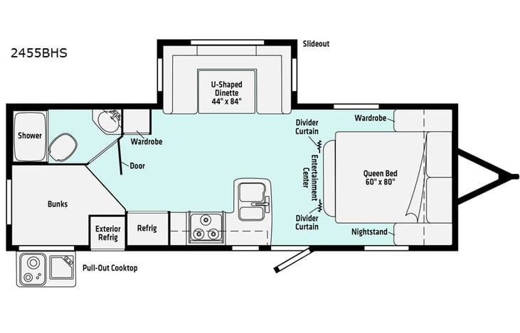 Representative floor plan provided by a trusted RVshare partner.