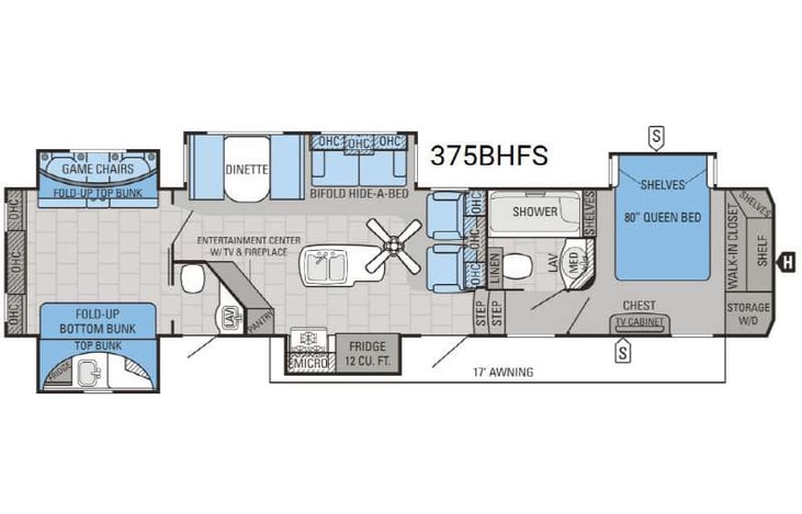 Representative floor plan provided by a trusted RVshare partner.