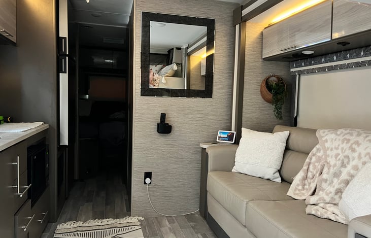 Slide out gives more room for table or bed